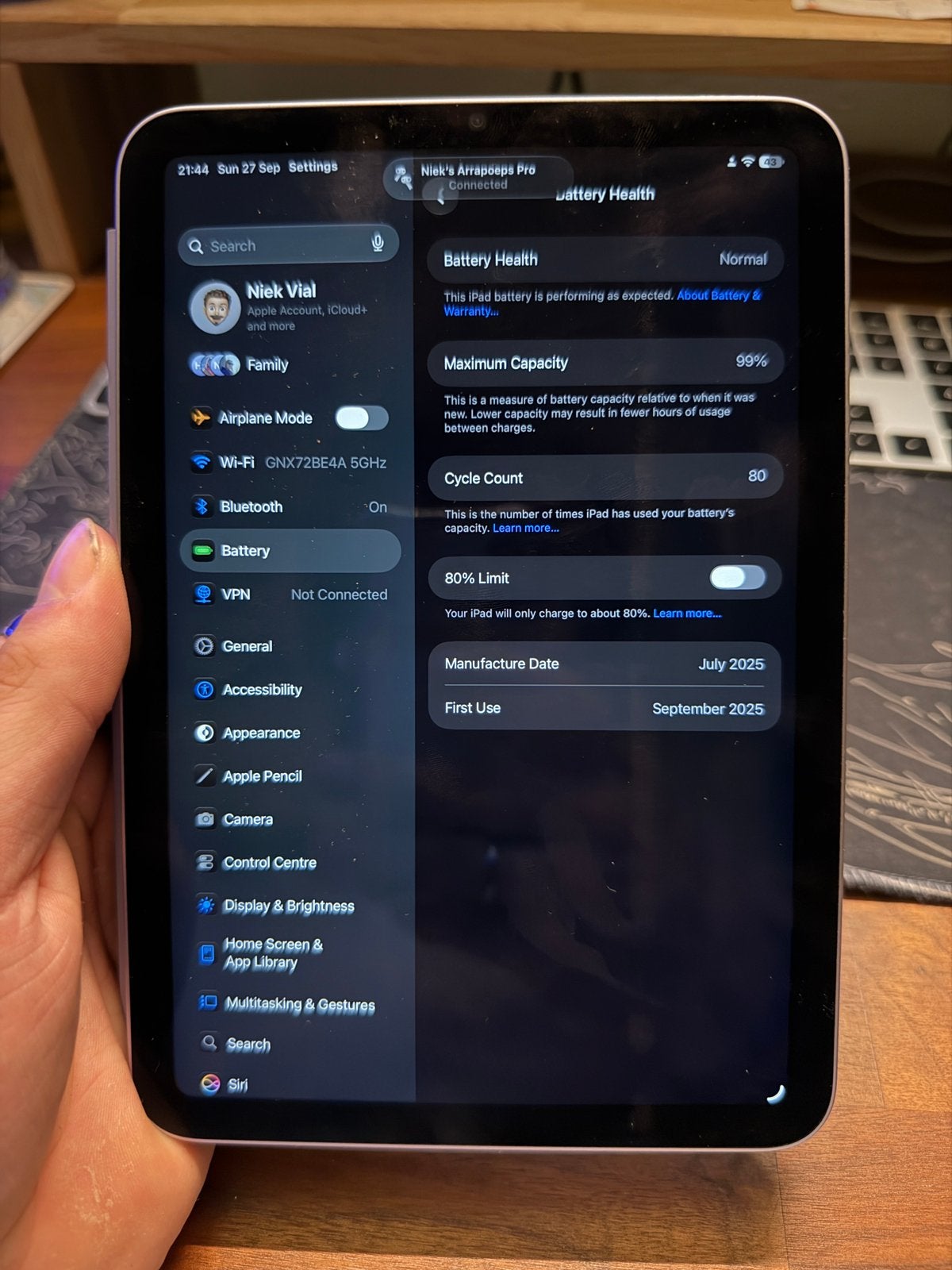 Foto 5 van iPad Mini 7 - 128Gb - Paars - Als nieuw!