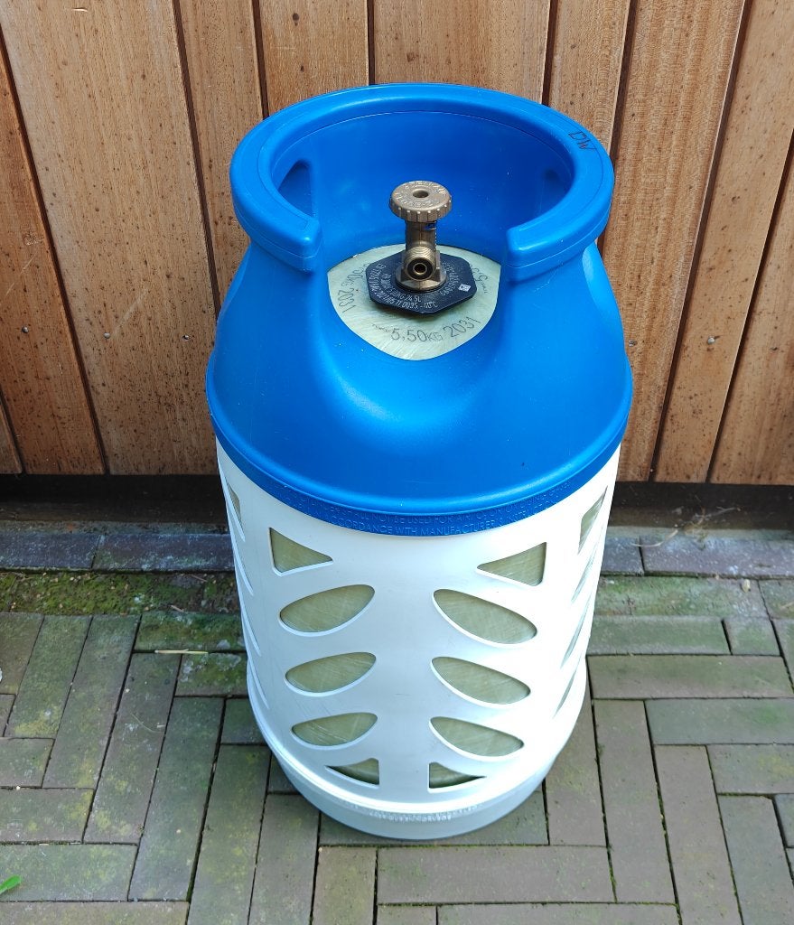 Lichtgewicht 10kg gasfles blauw voor camper of caravan, Ophalen, Gebruikt