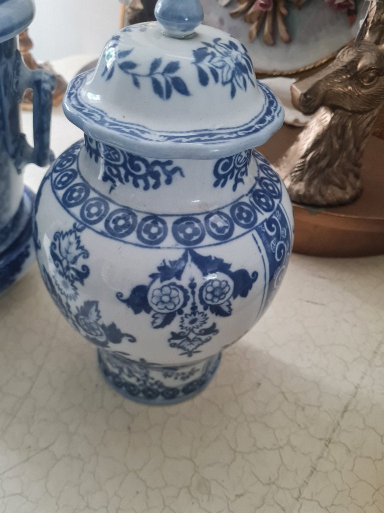 Antieke deksel vaas 19e eeuw Petrus Regout, Antiek en Kunst, Ophalen of Verzenden