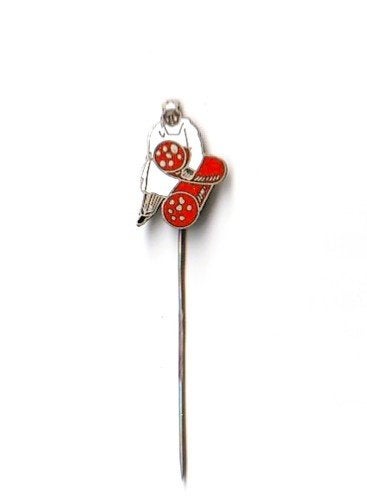 leuke emaille speld met slager en worst, Ophalen of Verzenden, Gebruikt, Overige onderwerpen, Speldje of Pin