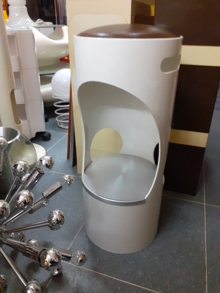 Space age design jaren 70 bar kruk wit kunststof retro, Gebruikt, ?, Hout, ?