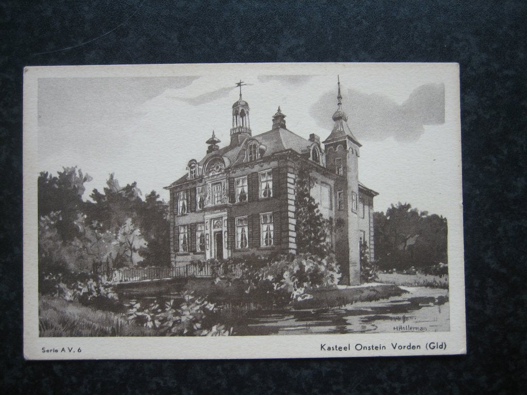 VORDEN kasteel Onstein getekend Hollerman Grootformaat, Ophalen of Verzenden, 1920 tot 1940, Gelderland