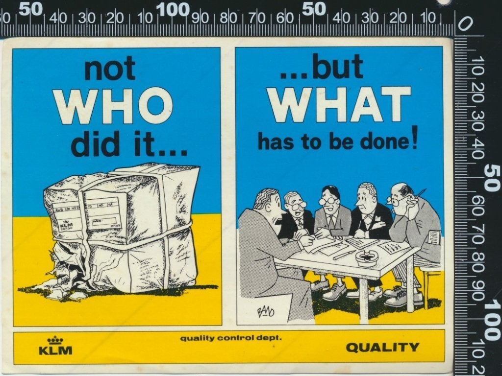 Sticker: KLM - Not who did it but what has to be done, Verzamelen, Stickers, Zo goed als nieuw, Bedrijf of Vereniging, Verzenden