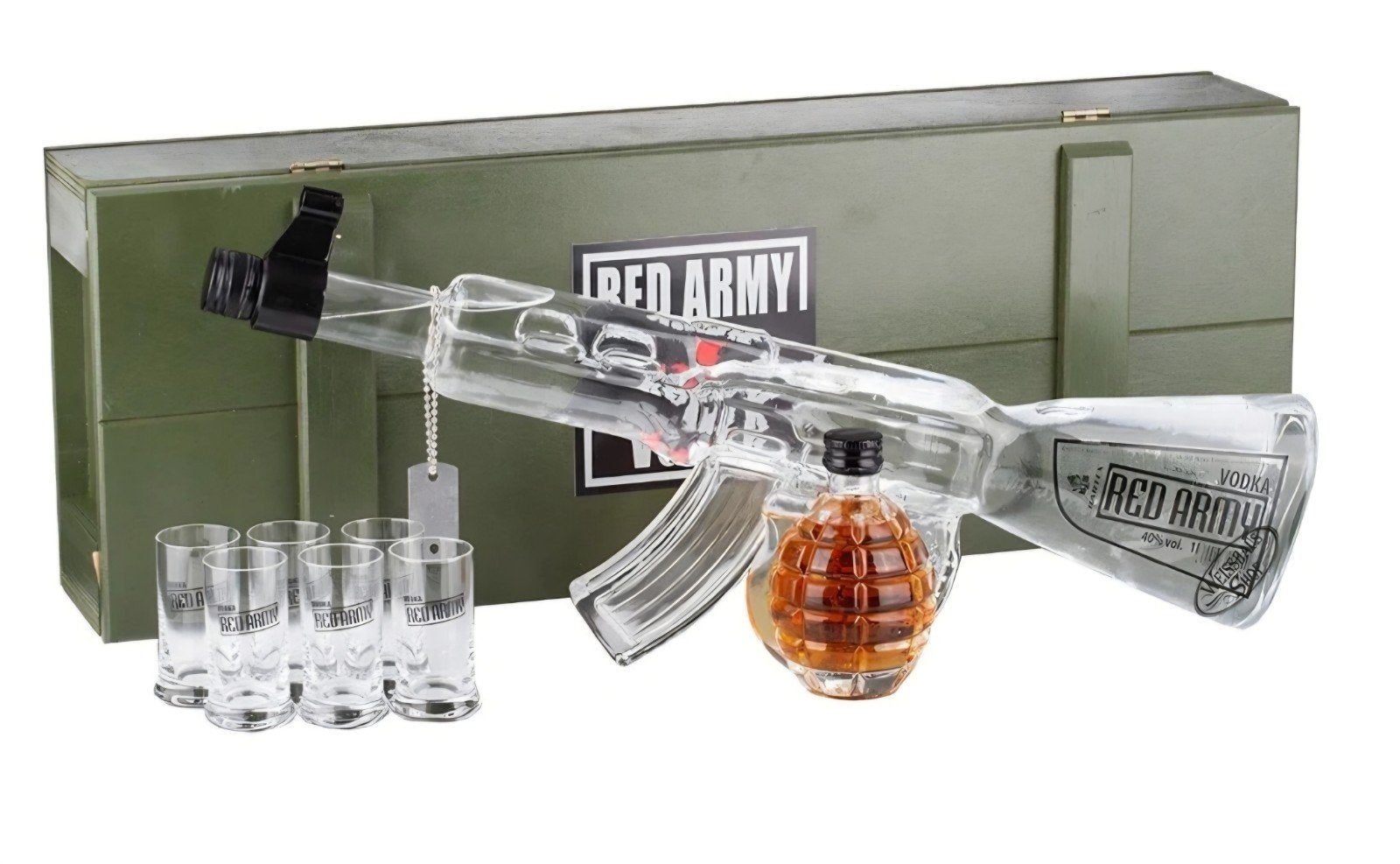 Red Army Vodka AK-47 Fles met Glaasjes en Granaat, Ophalen of Verzenden, Nieuw