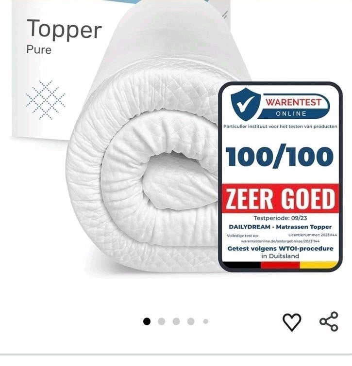 Dailydream matras topper 5cm 160x200, Ophalen of Verzenden, Nieuw, Tweepersoons