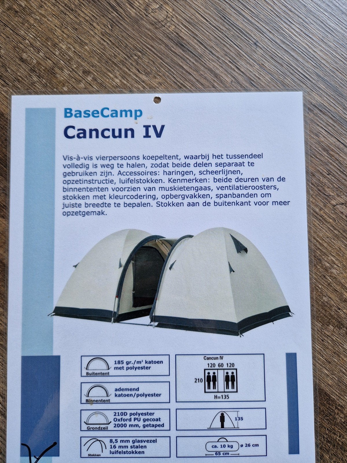 Nog zeer mooie katoenen base camp tent, Caravans en Kamperen, Tenten, Ophalen, Gebruikt, Tot en met 4