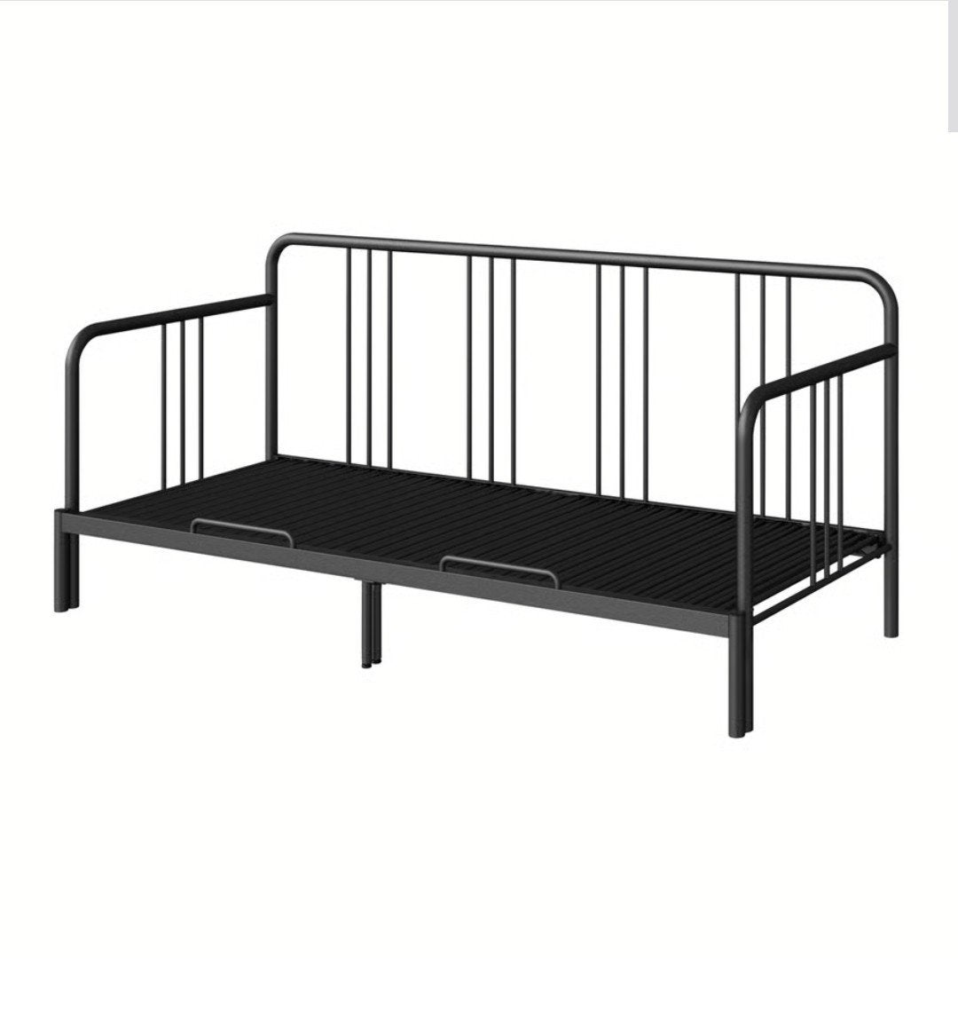 IKEA FYRESDAL Bedbank Zwart 80x200 cm, Ophalen, Gebruikt, Eenpersoons, Zwart