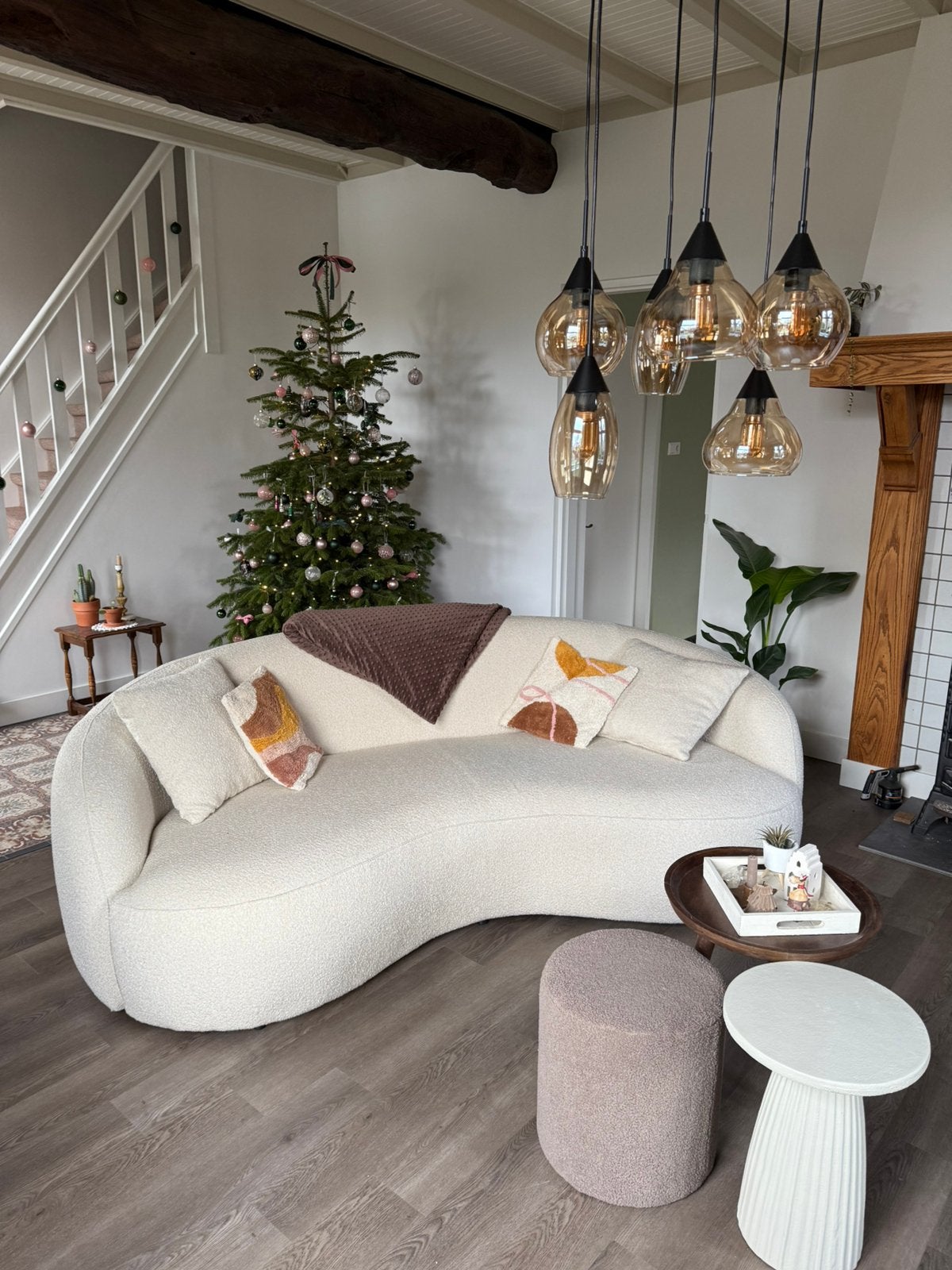 Label51 bank nesso, 3 zits, stof, beige chic bouclé, Huis en Inrichting, Banken | Bankstellen, Ophalen, 100 tot 125 cm, Zo goed als nieuw