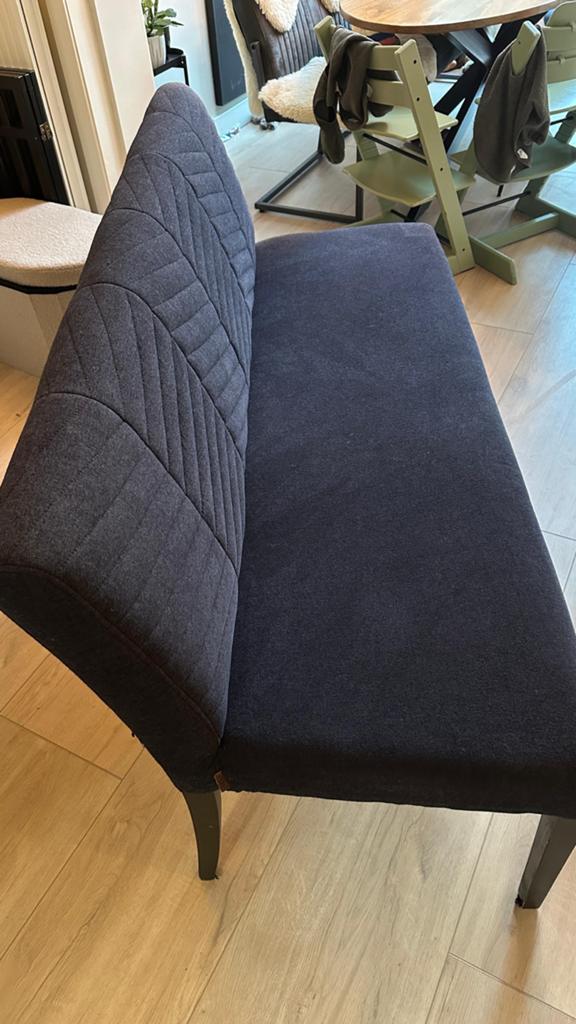 Woood Eetkamerbankje Donkerblauw 155cm, Huis en Inrichting, Banken | Bankstellen, Ophalen, Gebruikt, Minder dan 75 cm, 150 tot 200 cm
