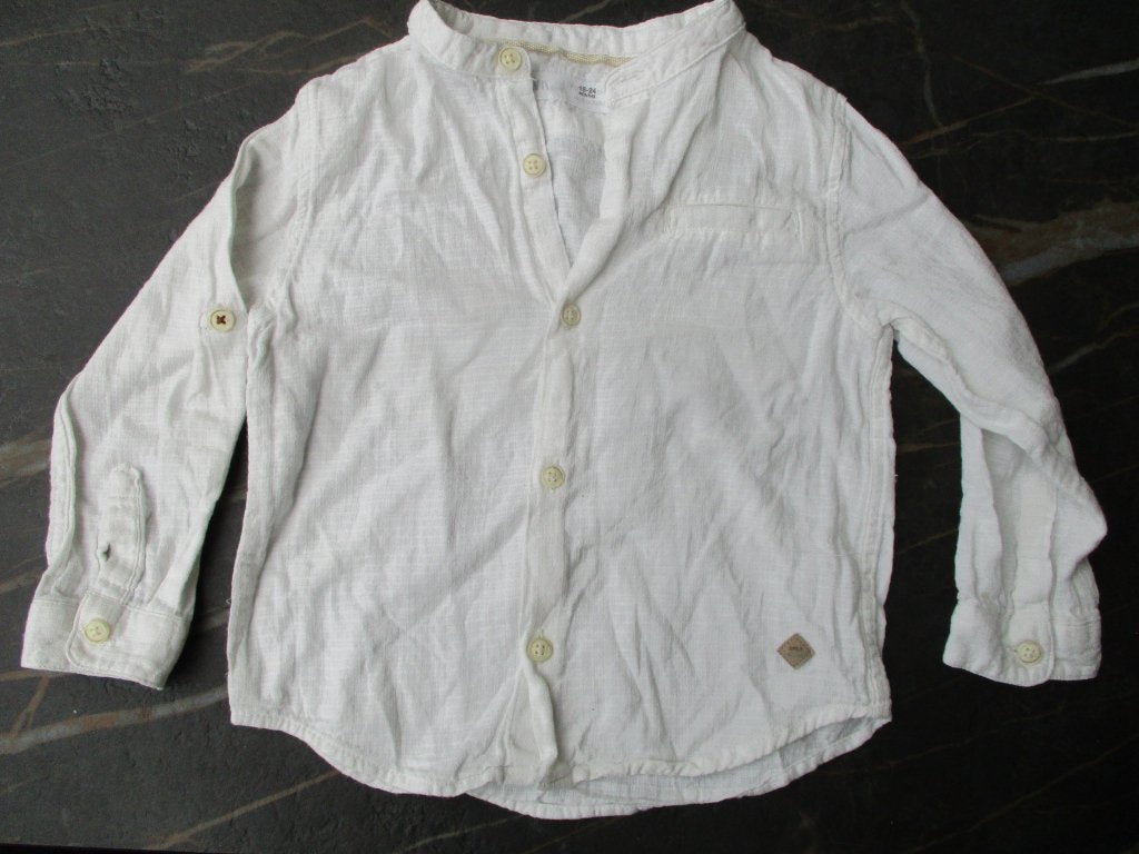 Zara overhemd ecru maat 92 lange mouwen oprolbaar, Overhemd of Blouse, Ophalen of Verzenden, Zo goed als nieuw, Zara