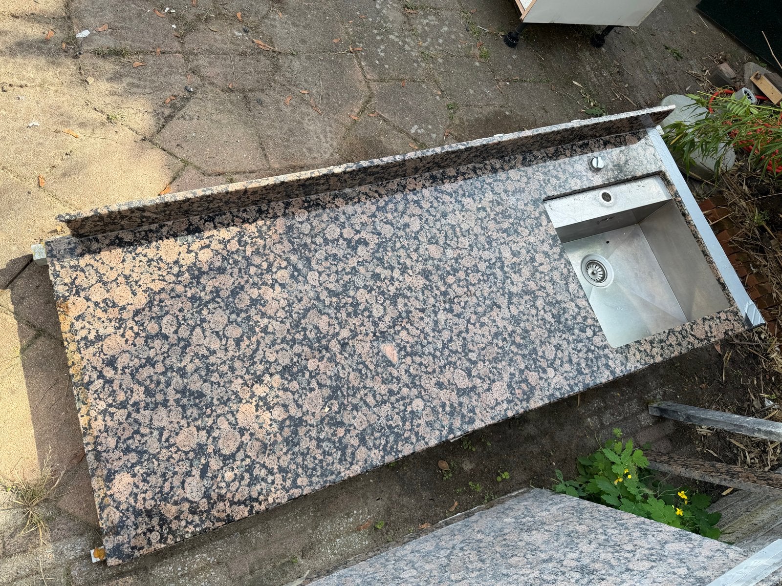 Granieten aanrechtblad met spoelbak - Gedemonteerd, Ophalen, Steen/keramiek, Bruin, Overige typen
