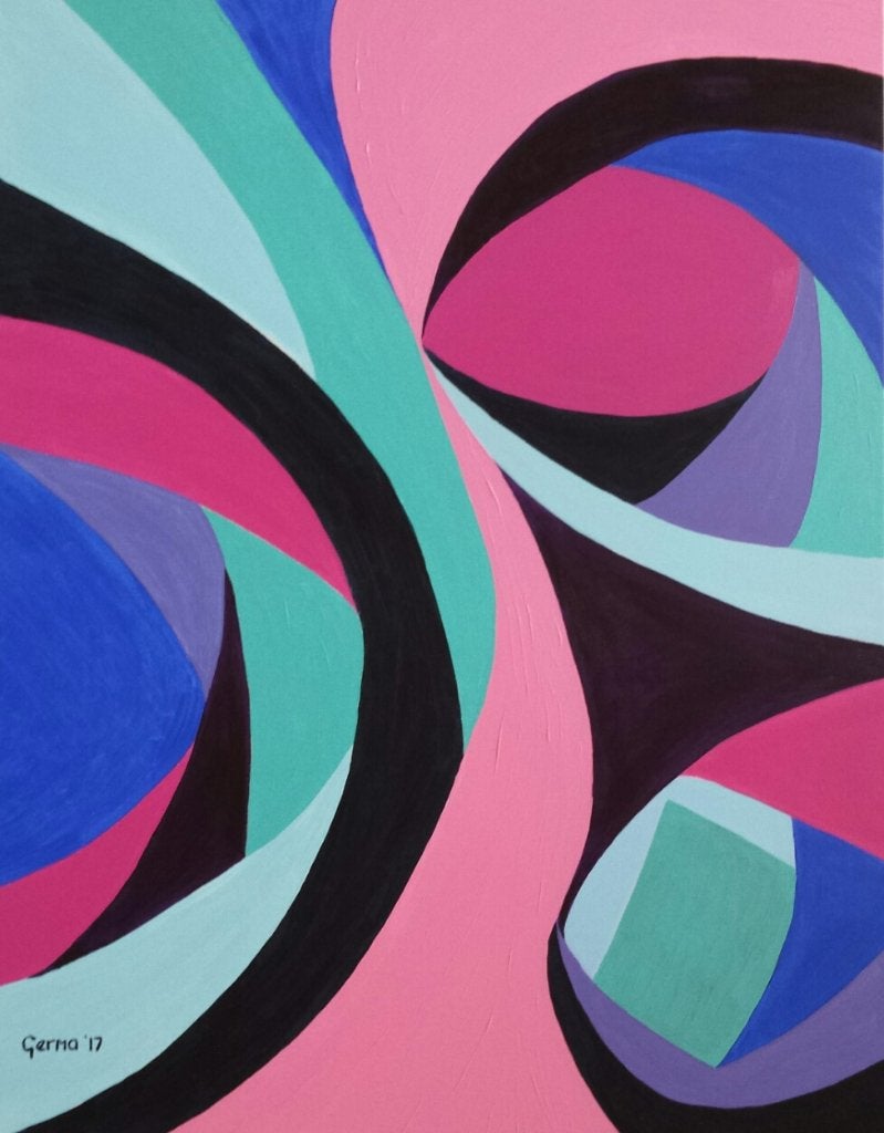 Abstract schilderij, zelf geschilderd op doek met acryl, Ophalen
