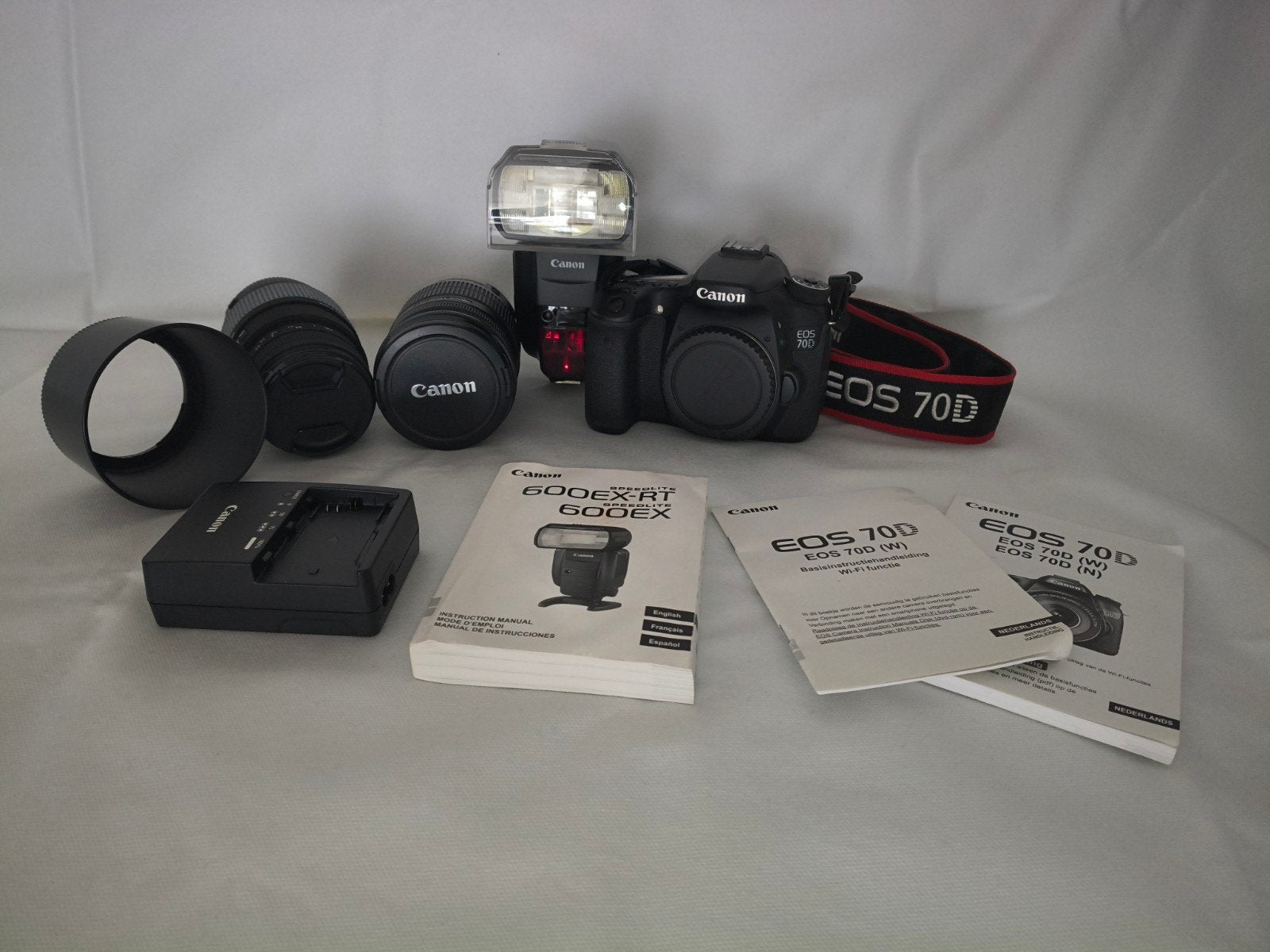 Canon EOS D70 met lenzen en flitser 600EX-RT in tas, Spiegelreflex, Geheugenkaart, Canon, Ingebouwde flitser