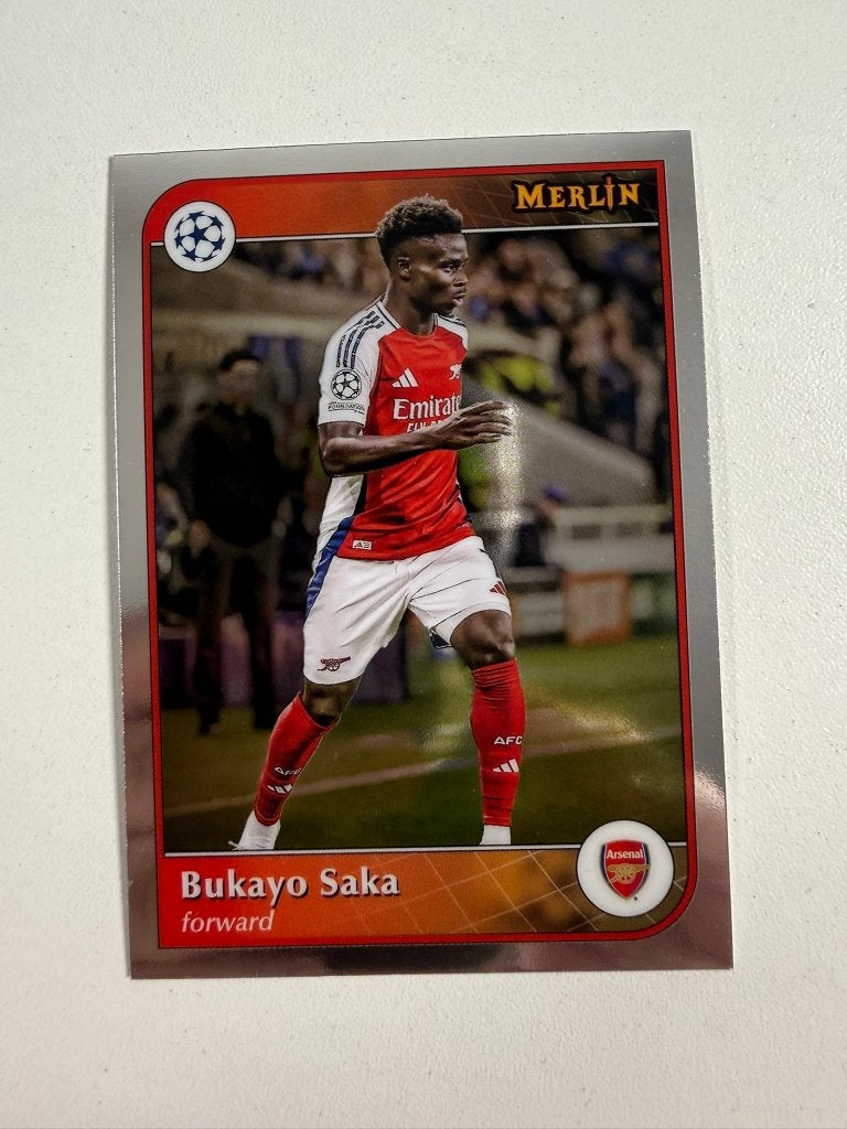 7 Bukayo Saka Topps Merlin 2024-25, Ophalen of Verzenden, Nieuw, Buitenlandse clubs, Poster, Plaatje of Sticker