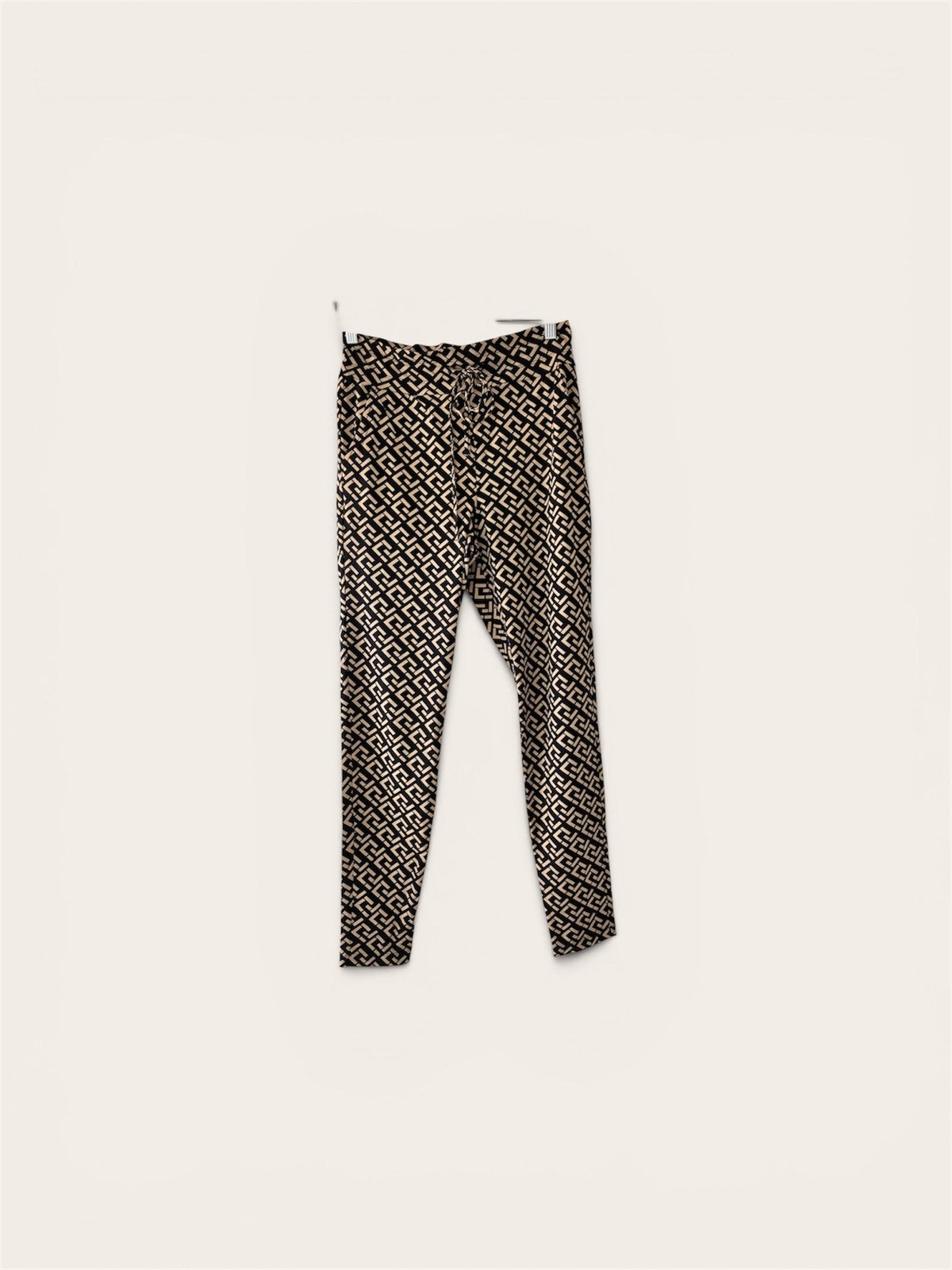 Leuke broek van travelstof met print, Maat 38/40 (M), Zo goed als nieuw, Lang, Meerkleurig