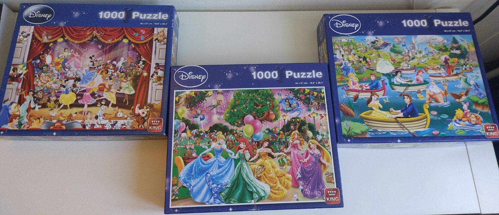 3 Disney 1000 stukjes puzzels - Zo goed als nieuw, Ophalen, 500 t/m 1500 stukjes, Zo goed als nieuw, Legpuzzel