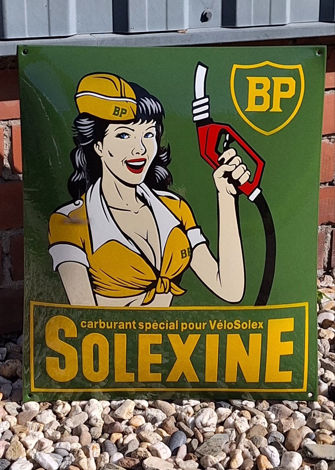 Vintage look Solexine Emaille Reclamebord - BP VéloSolex️⛽️, Reclamebord, ., Nieuw, Ophalen of Verzenden