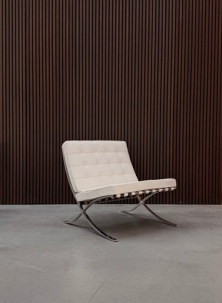 Knoll Barcelona Chair -  Wit leder, Antiek en Kunst, Ophalen of Verzenden