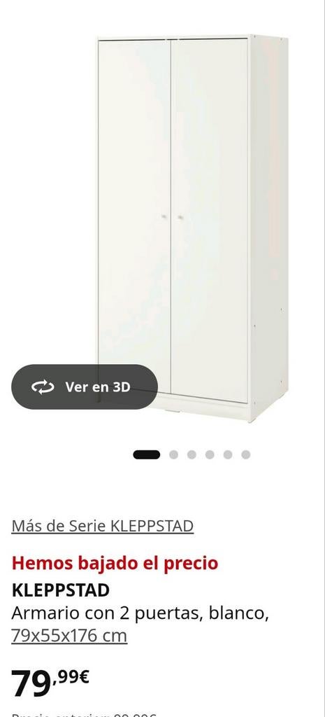 Witte IKEA KLEPPSTAD kledingkast met 2 deuren, Ophalen of Verzenden, Zo goed als nieuw, 50 tot 75 cm, 150 tot 200 cm