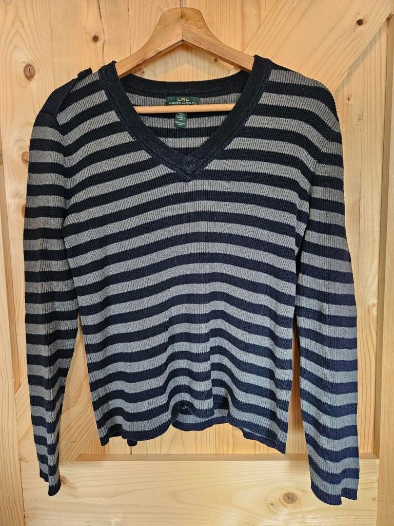 Ralph Lauren gestreepte trui met knopen, Maat 38/40 (M), Blauw, Ophalen of Verzenden, Ralph Lauren