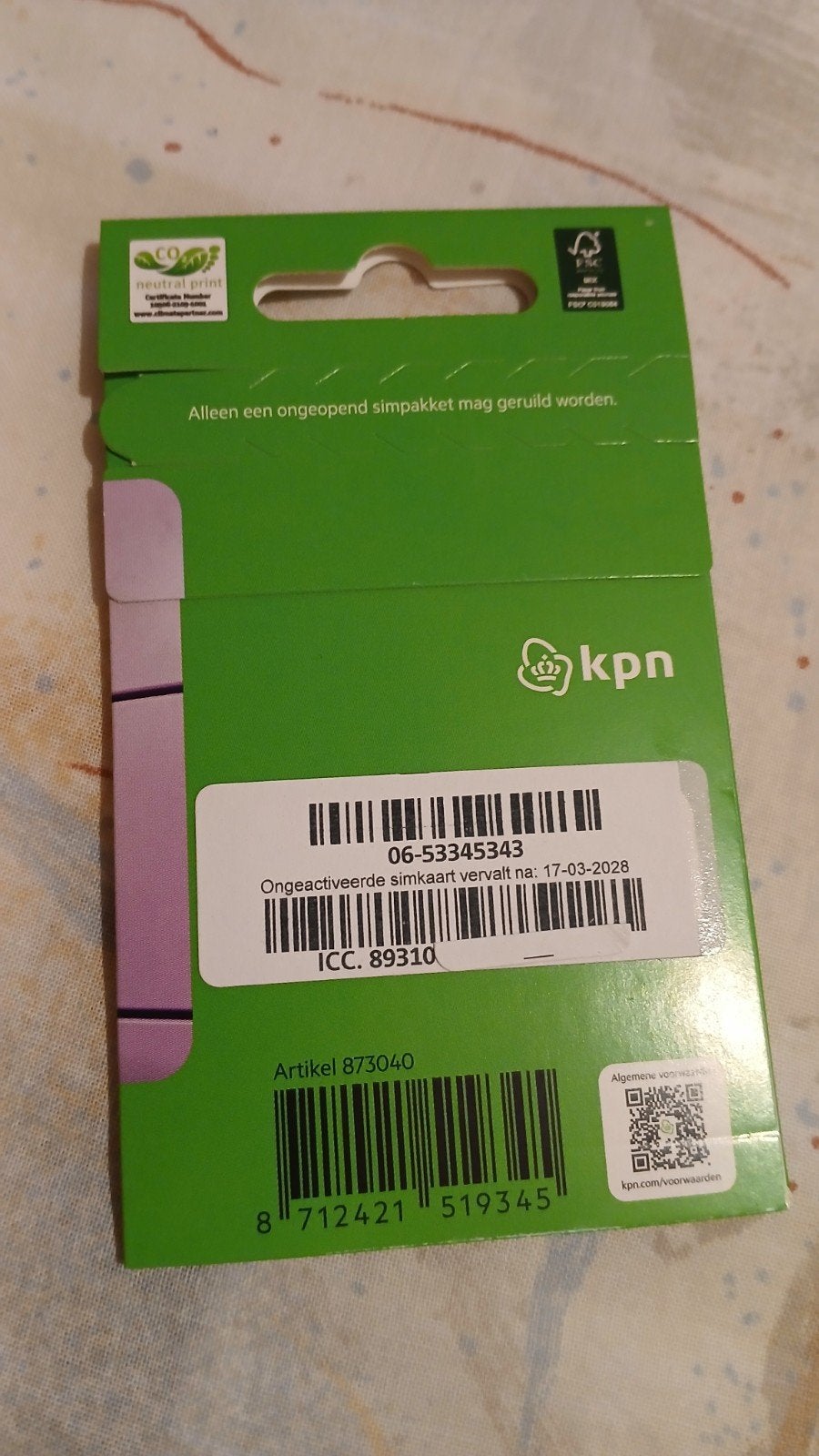06-53-34-53-43 MOOI NUMMER KPN PREPAID SIMKAART NUMMER, Ophalen of Verzenden, Nieuw, KPN, Simkaart