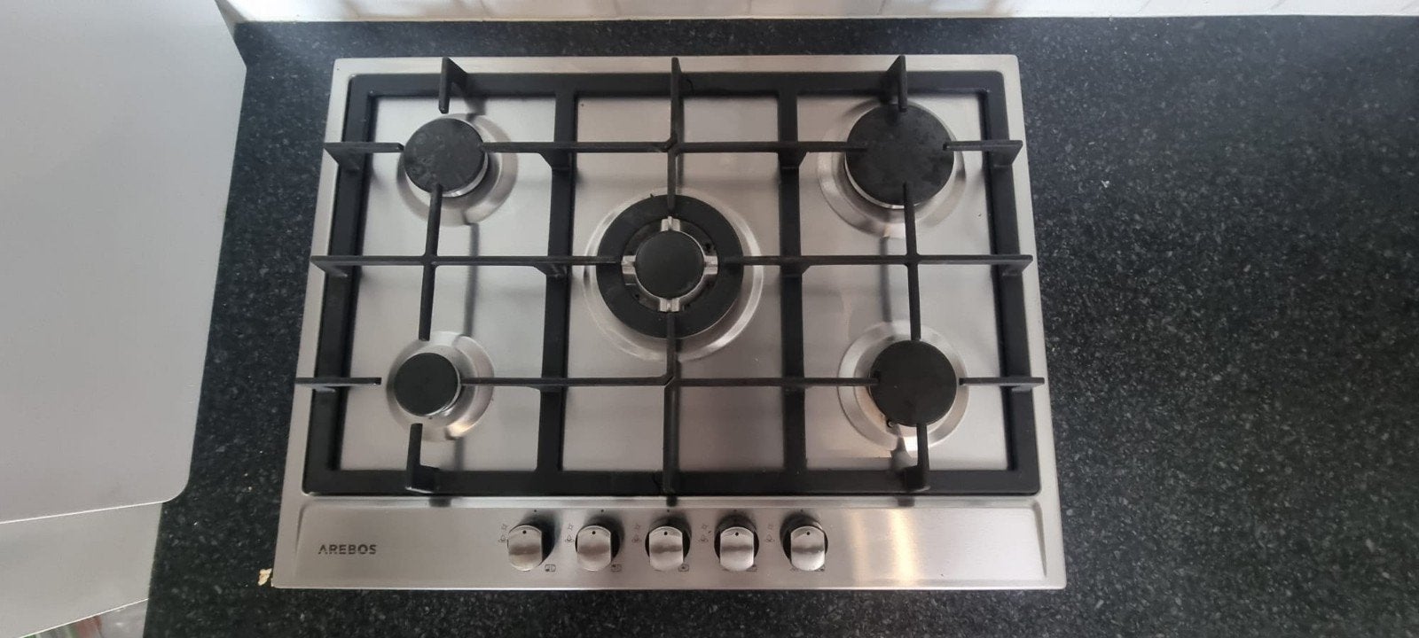 Arebos 5-pits Inbouw Gaskookplaat - Z.G.A.N. met Wokring, Witgoed en Apparatuur, Ophalen, Zo goed als nieuw, Inbouw, Gas
