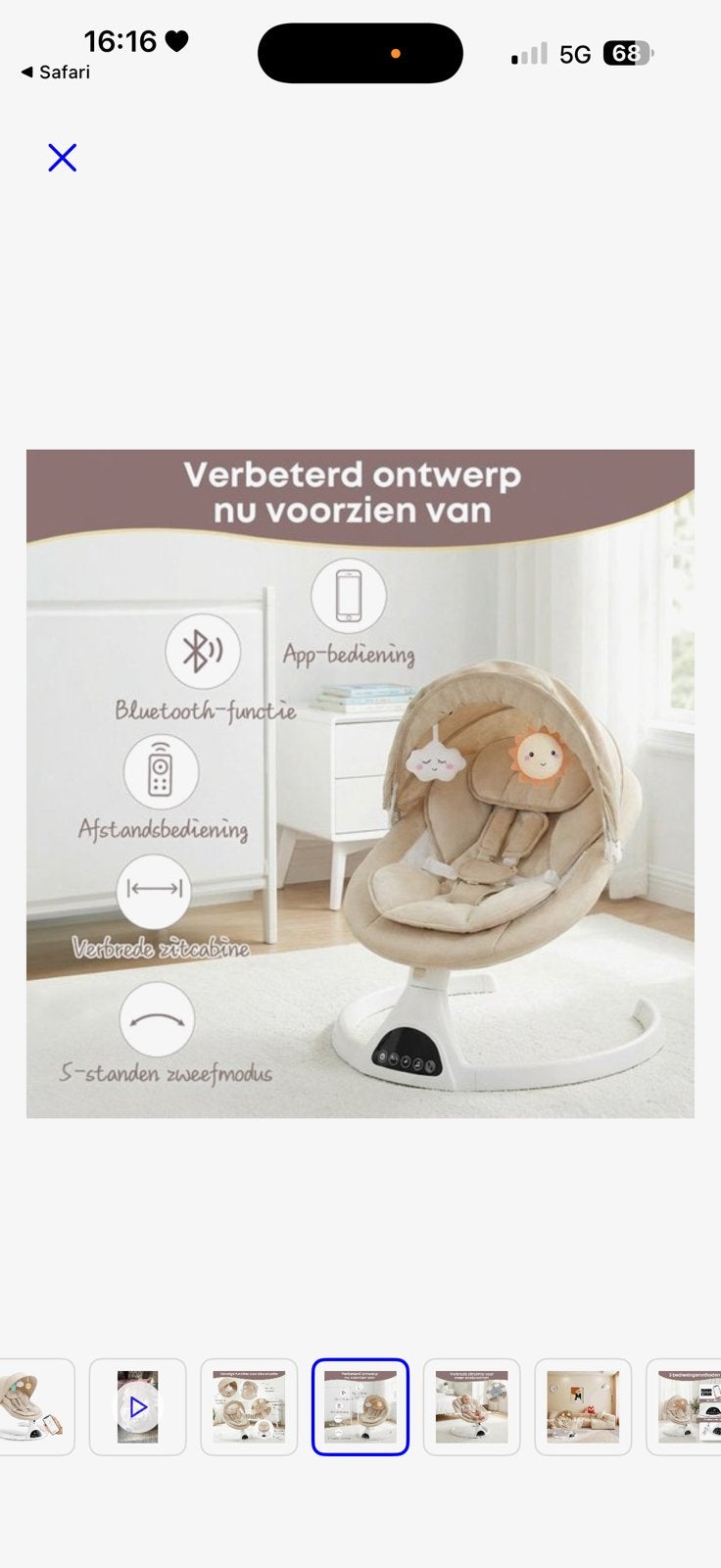 Baby swing | schommel, Ophalen of Verzenden, Automatisch, Zo goed als nieuw