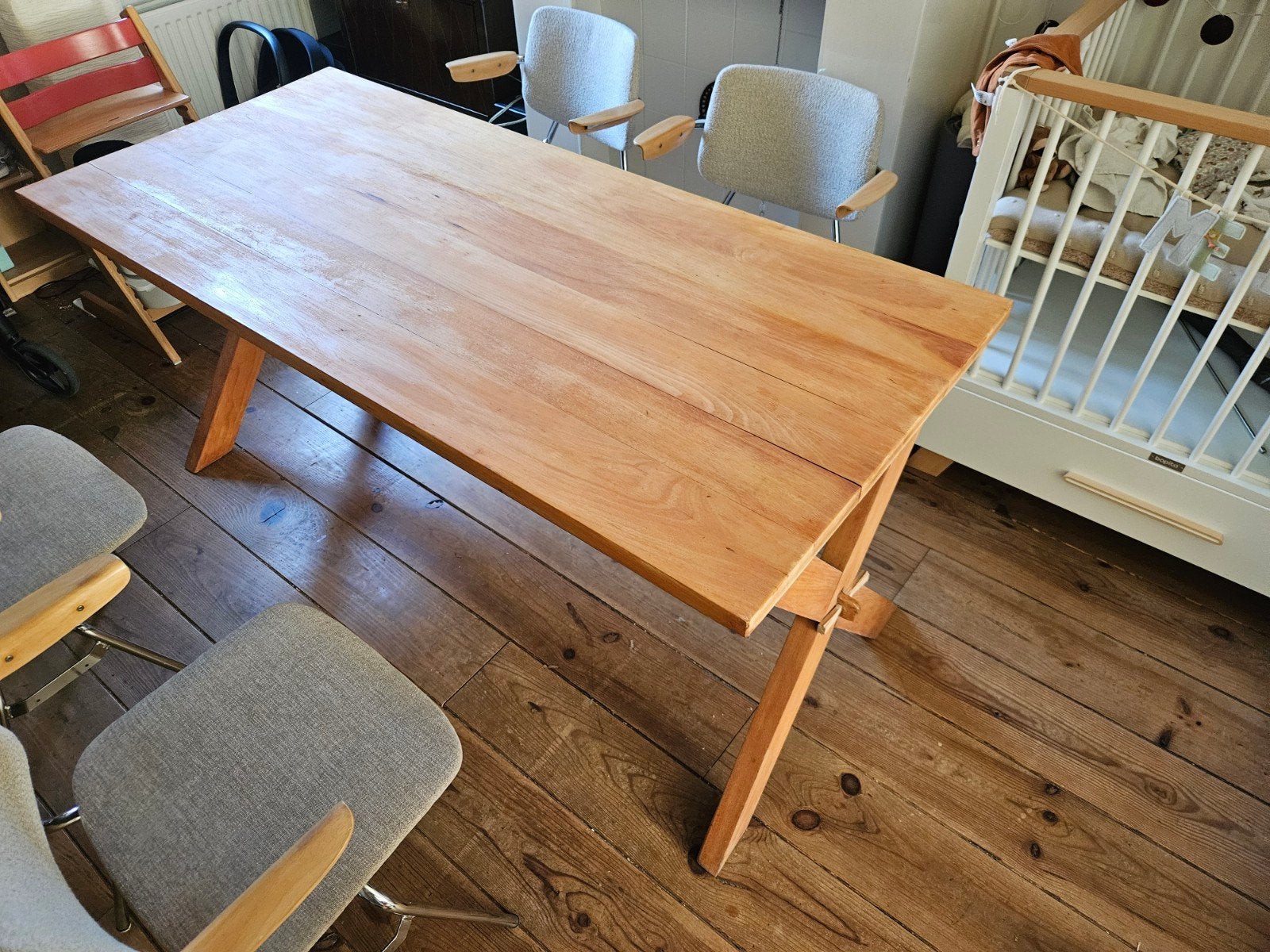 Houten eettafel, Ophalen, Gebruikt, Rechthoekig, 50 tot 100 cm