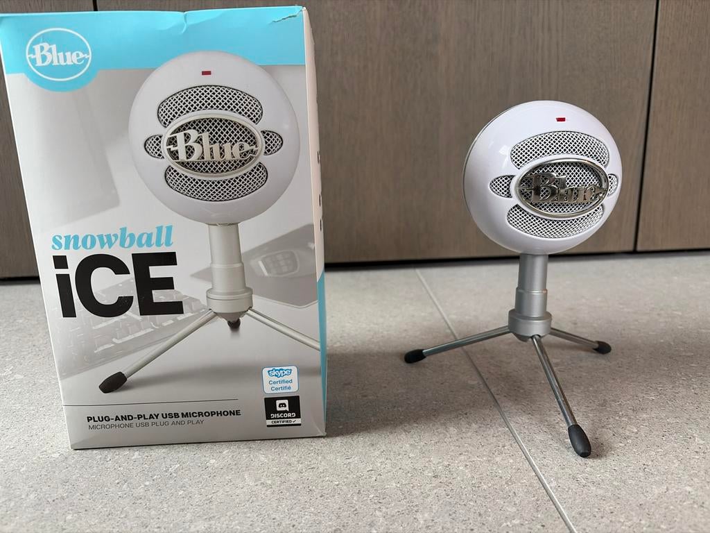 Blue Snowball iCE USB Microfoon - Wit, Muziek en Instrumenten, Microfoons, Zo goed als nieuw, Studiomicrofoon, Ophalen of Verzenden