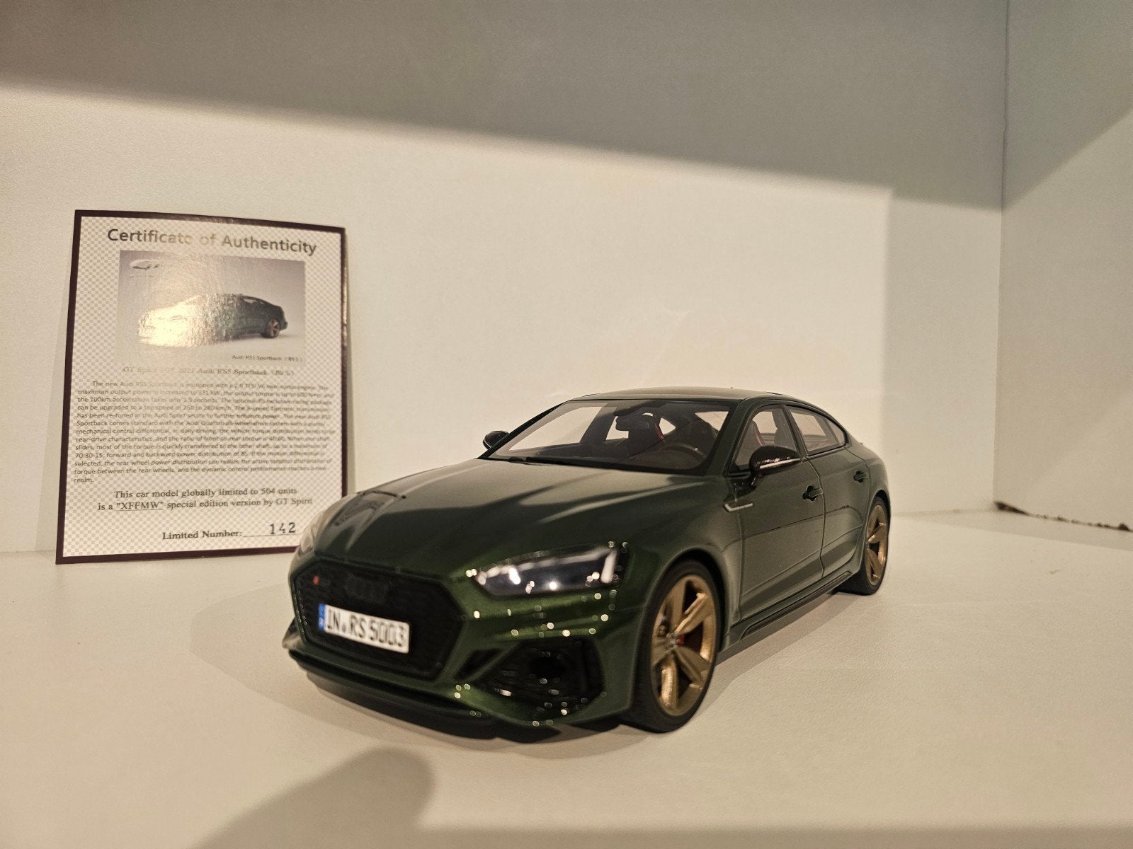 GT Spirit Audi RS5 Sportback Sonoma Groen 1:18 (CLDC018), Ophalen of Verzenden, Zo goed als nieuw, Auto