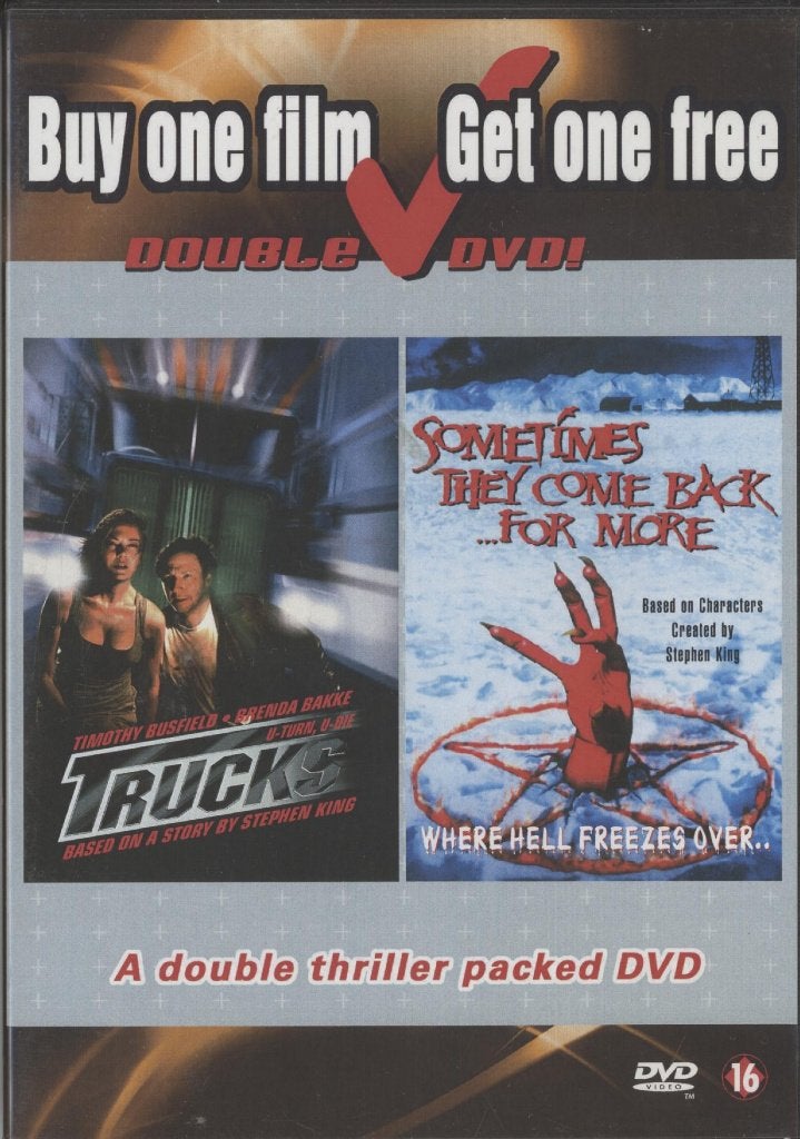 43) 2 films: Trucks & Sometimes They Come Back For More:, Vanaf 16 jaar, Ophalen of Verzenden, Gebruikt, Actiethriller