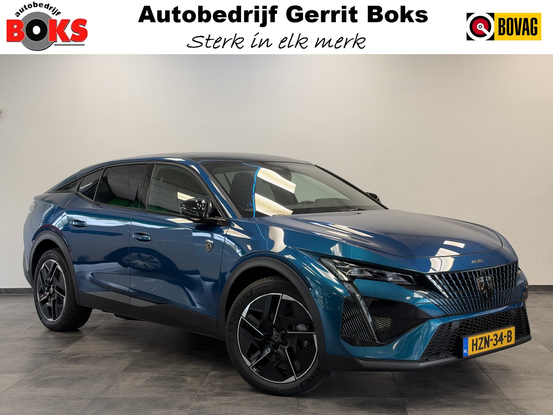 Peugeot e-408 GT Avantage 58 kWh Panoramadak Full-led 19'lmv, Automatische klimaatregeling, 23 min, Blauw, Origineel Nederlands