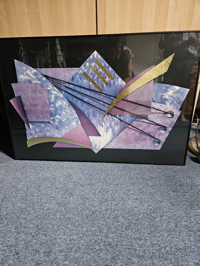 Abstracte Kunst Canvas - Paars en Goud, Ophalen
