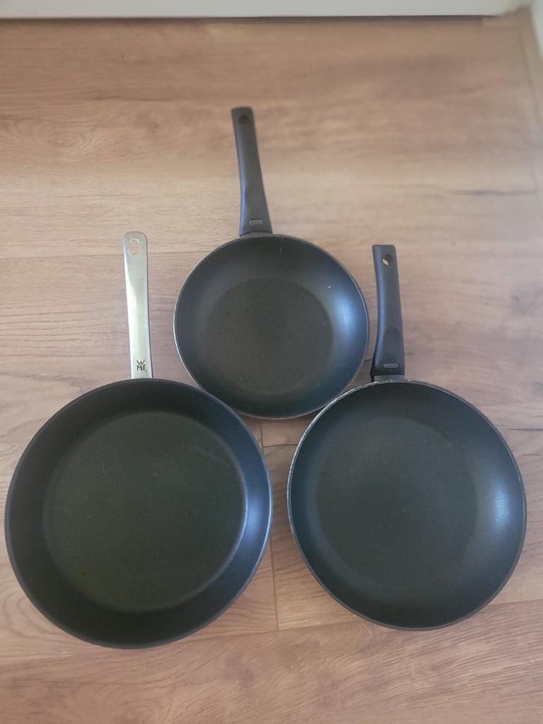 Pannenset - 2x 28cm, 1x 24cm - Alle warmtebronnen, Ophalen, Gebruikt, Koekenpan of Braadpan, Keramische plaat