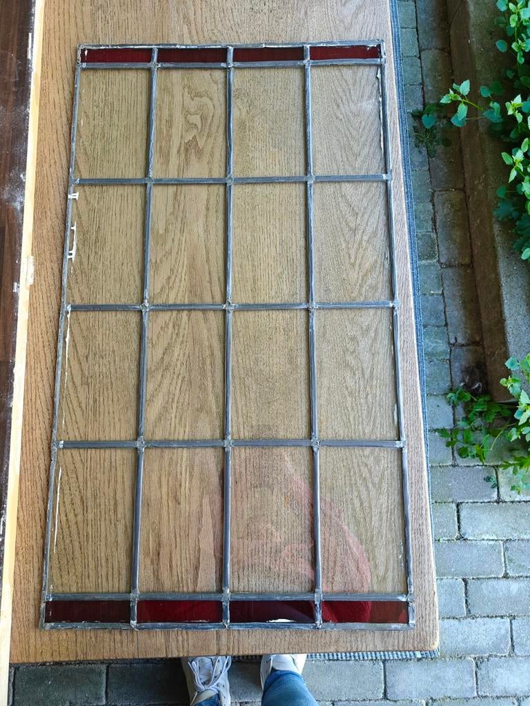 Glas in lood ruit - 83x47 cm - Klassiek design, Antiek en Kunst, Antiek | Glas en Kristal, Ophalen
