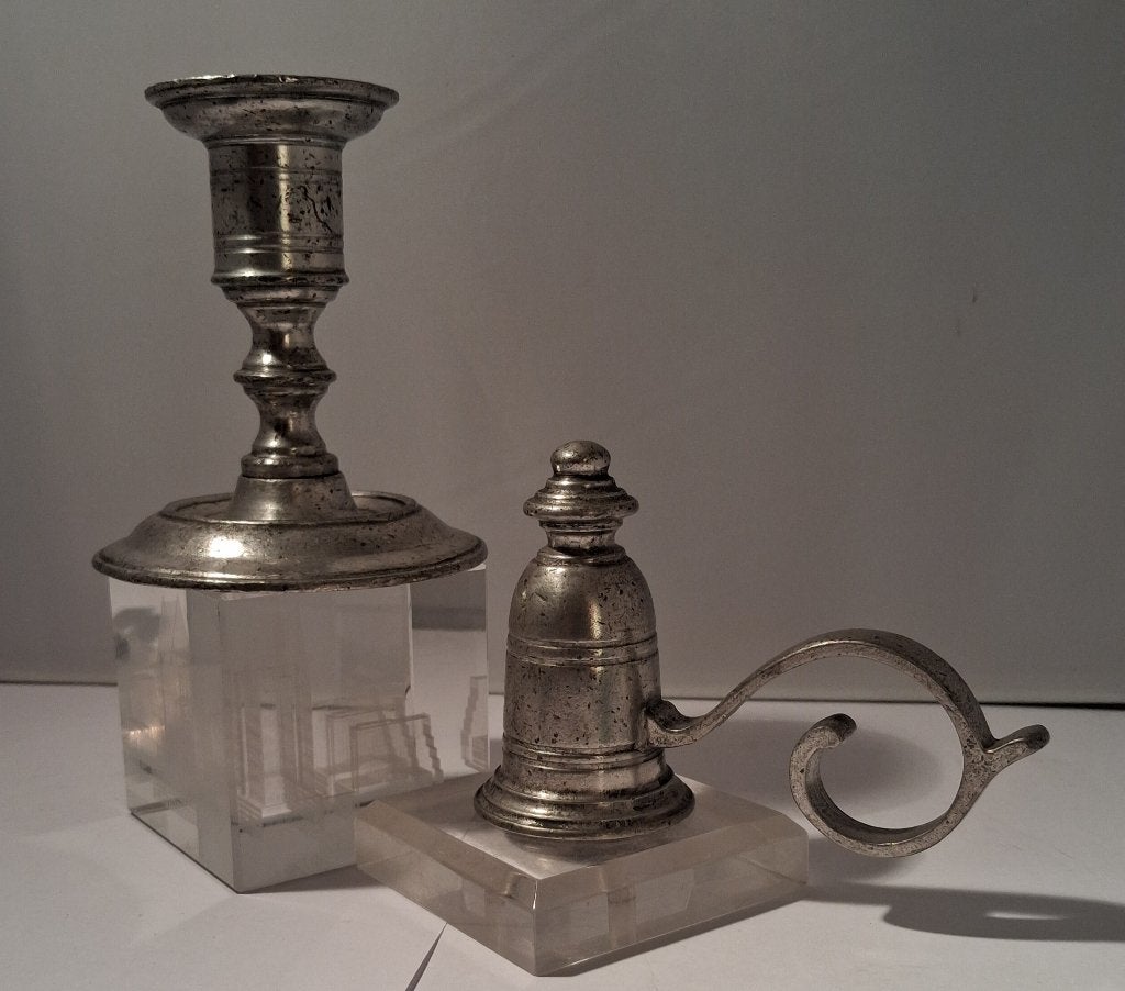 Vintage Italiaanse Tinnen Kandelaar Alfredo Marinoni, Kerst?, Antiek en Kunst, Ophalen of Verzenden, Overige materialen