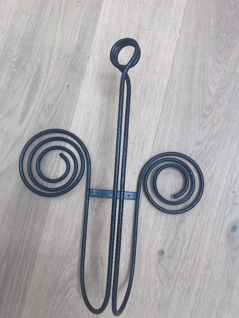 Handgemaakt metalen handdoekrek / keukenrolhouder – art, Metaal, 36 cm, Zwart, 16 cm