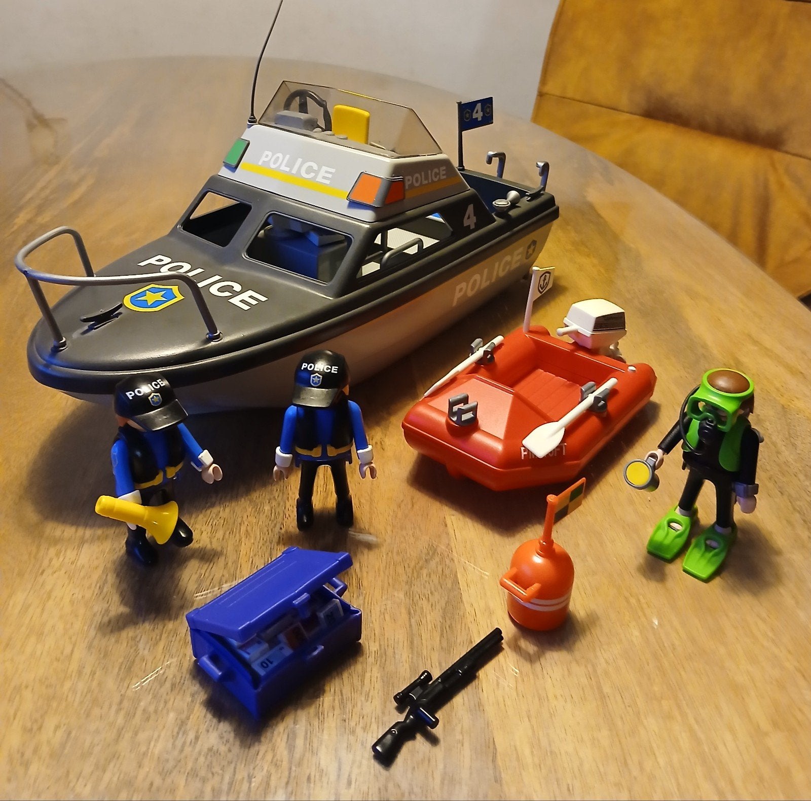 Playmobil 4429/71394, Politie patrouille boot met geldrover, Ophalen of Verzenden, Gebruikt
