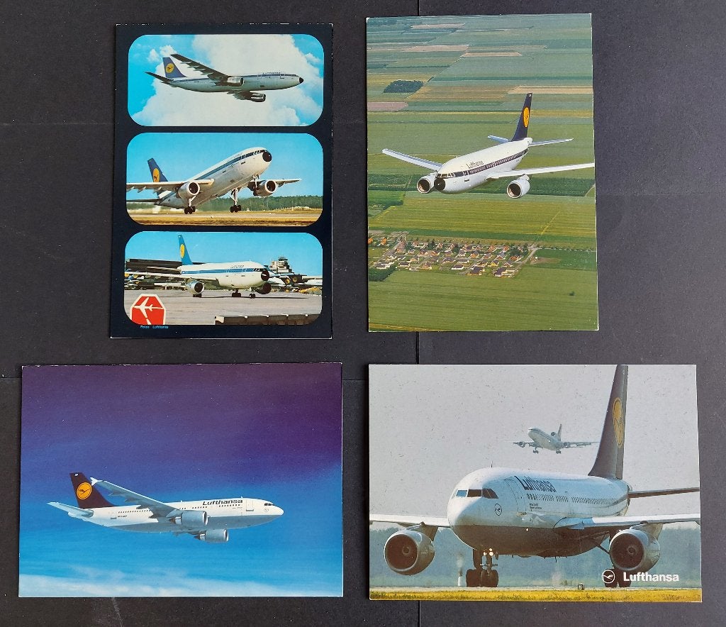 4 Lufthansa ansichtkaarten (LU58), Ophalen of Verzenden, Gebruikt, Kaart, Foto of Prent