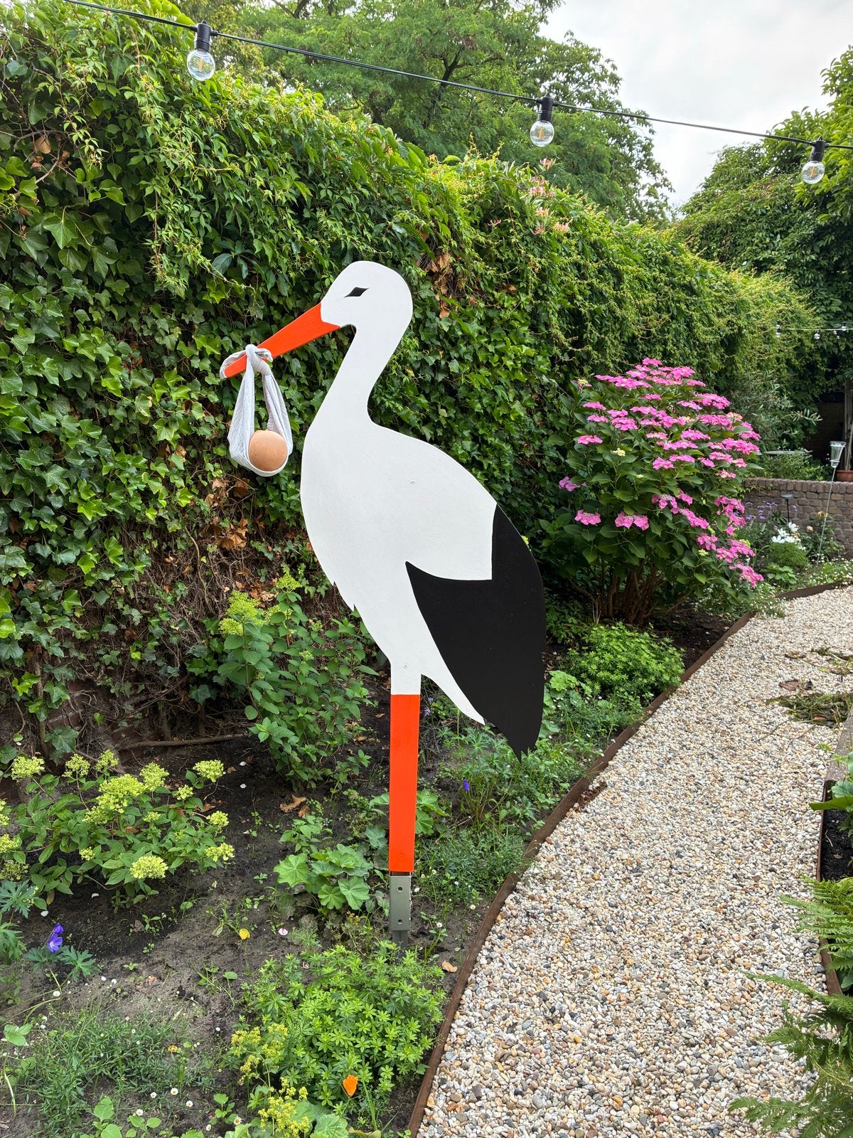 Geboorte ooievaar incl. baby (te huur), Ophalen, Gebruikt, Geboortebord