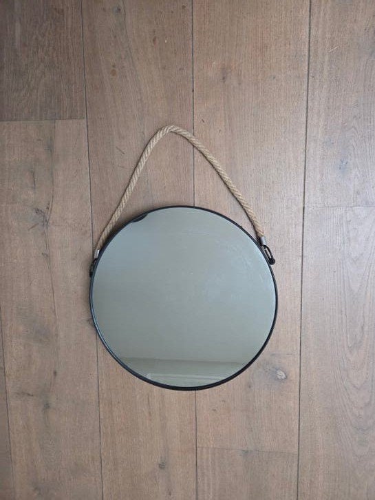 Spiegel met touw, Huis en Inrichting, Woonaccessoires | Spiegels, Minder dan 50 cm, Ophalen of Verzenden, Zo goed als nieuw, Minder dan 100 cm