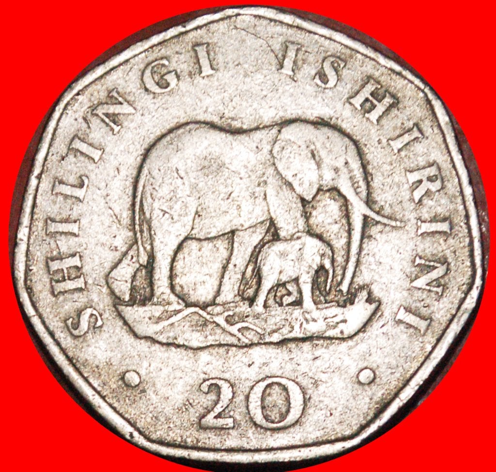 Ⰺ ELEPHANT & CALF (1990-1991): TANZANIA 20 SHILLINGS 1991!, Ophalen of Verzenden, Tanzania, Losse munt