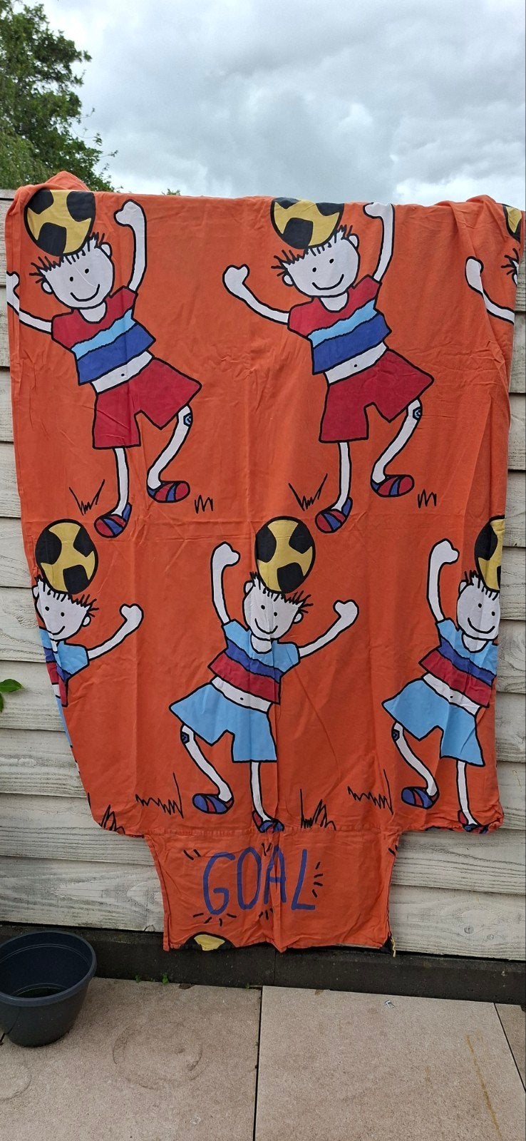 Oranje voetbal dekbedovertrek 140x200cm - Jongens/Meisjes, Gebruikt, Jongetje of Meisje, Dekbedovertrek, Oranje