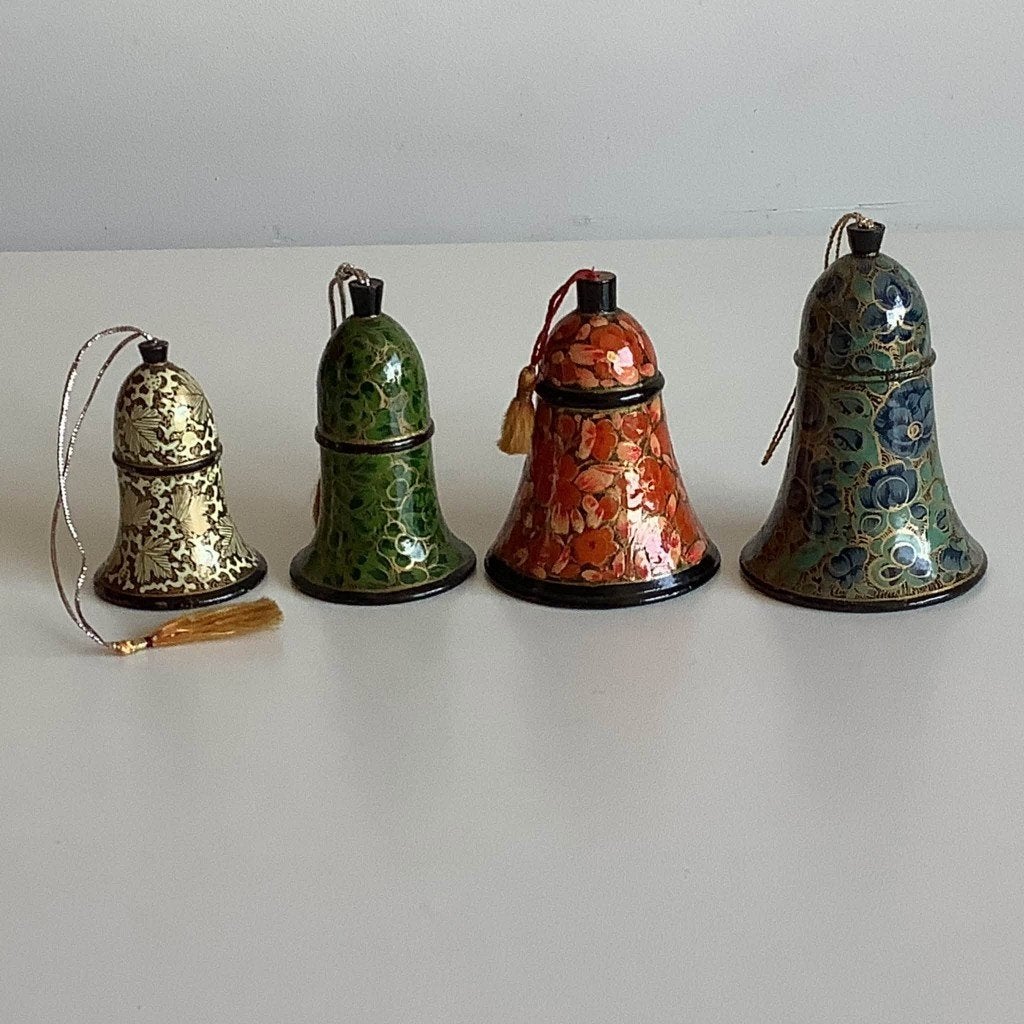 4 klokjes Russisch lakwerk, Ophalen of Verzenden