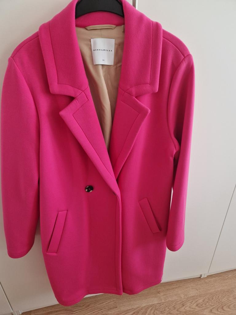 Rino& Pelle mantel jas  knal roze, Ophalen of Verzenden, Zo goed als nieuw, Maat 38/40 (M), Roze