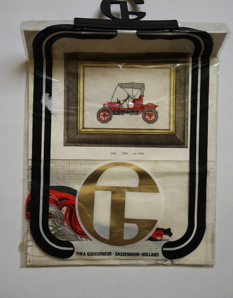 Vintage borduurpakket Thea Gouverneur Opel 1909, Ophalen of Verzenden, Zo goed als nieuw, Handborduren, Borduurpakket