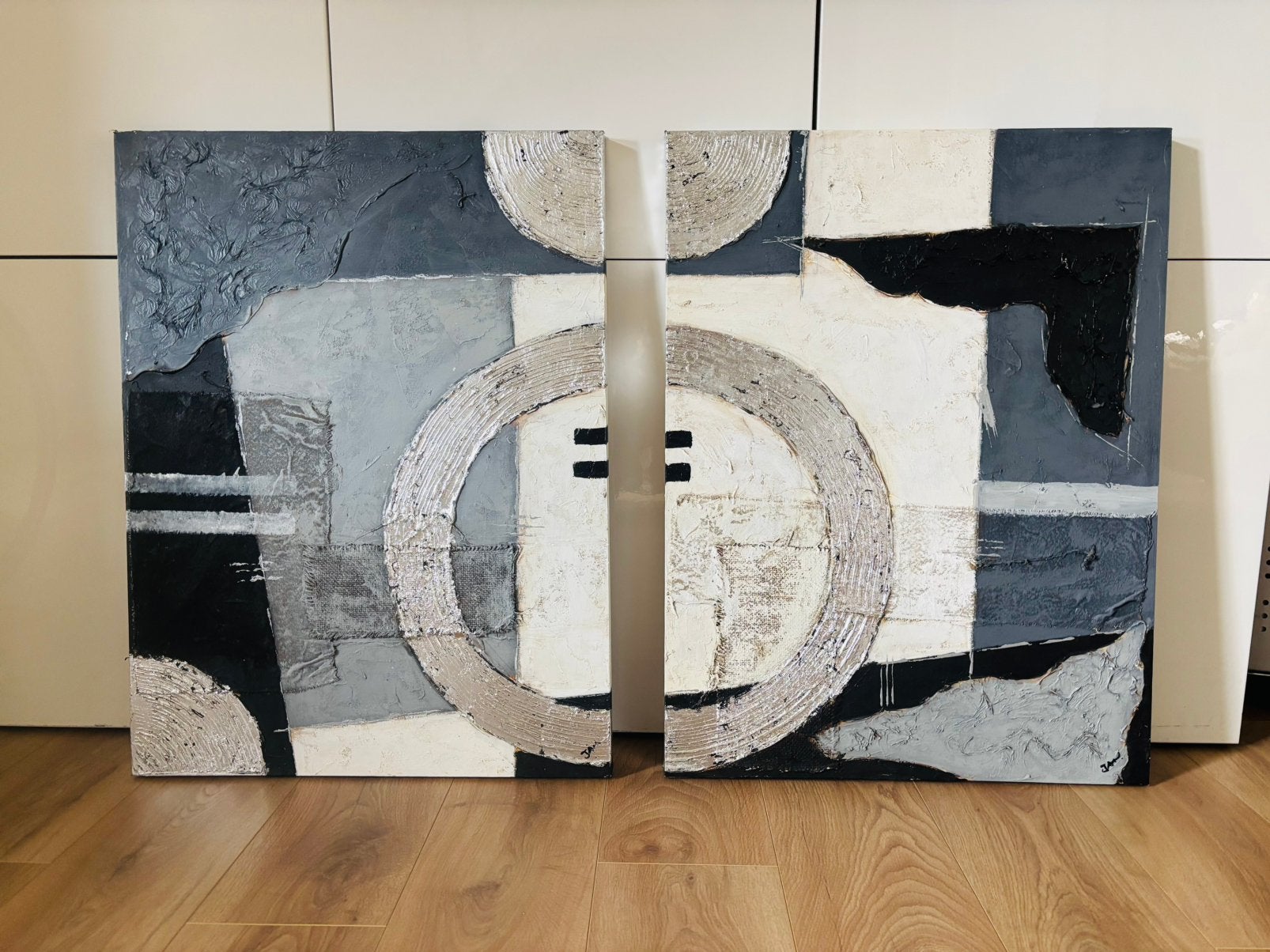 2 canvasdoeken, 2 luik, composition V en VI., Ophalen, Overige typen, Zo goed als nieuw, 75 – 100