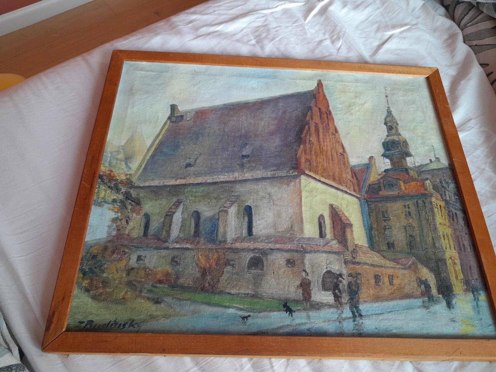 Origineel Olieverfschilderij Praag (Oudnieuwe Synagoge), Ophalen of Verzenden