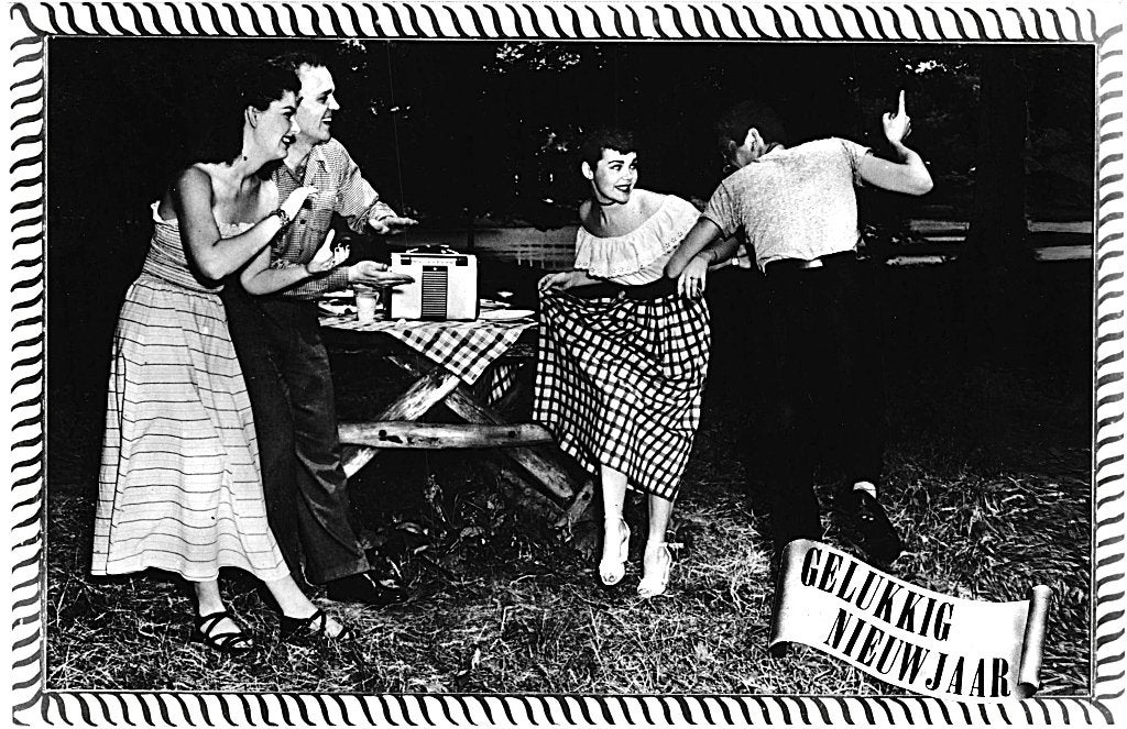 806365 Vintage GELUKKIG NIEUWJAAR Nette kaart onbeschreven, Ophalen of Verzenden, 1940 tot 1960, Ongelopen, Feest(dag)