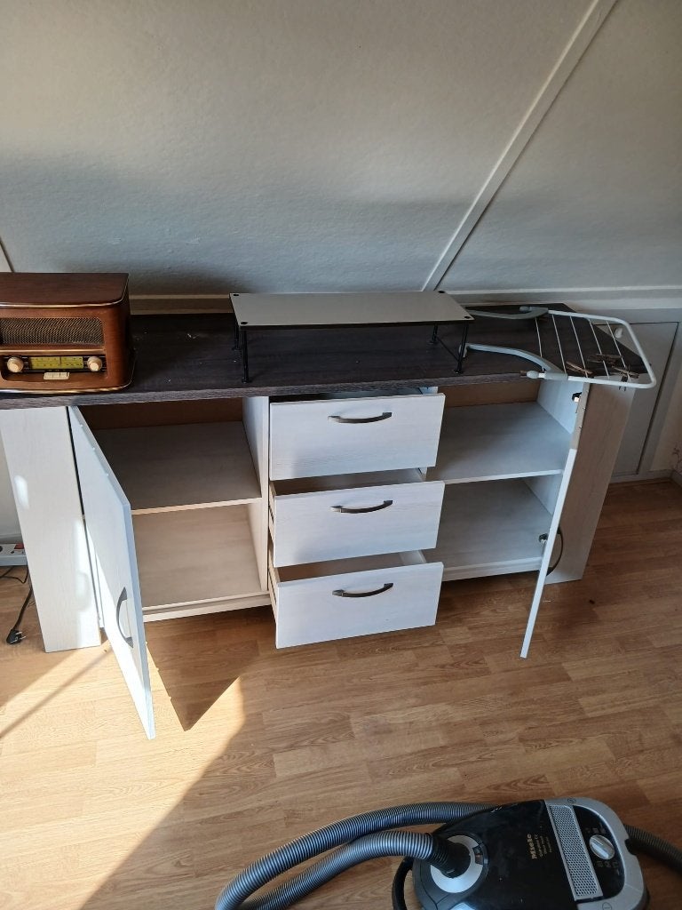 dressoir wit met bruin blad, Ophalen, Gebruikt, 150 tot 200 cm, Met lade(s)